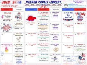 Copy of Hayden Public Library June Calender