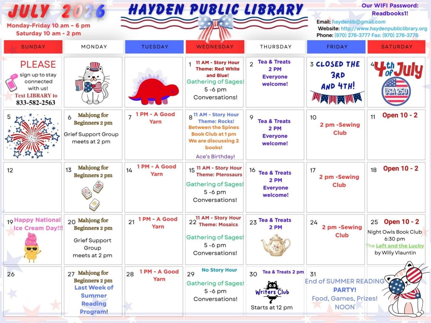 Copy of Hayden Public Library June Calender