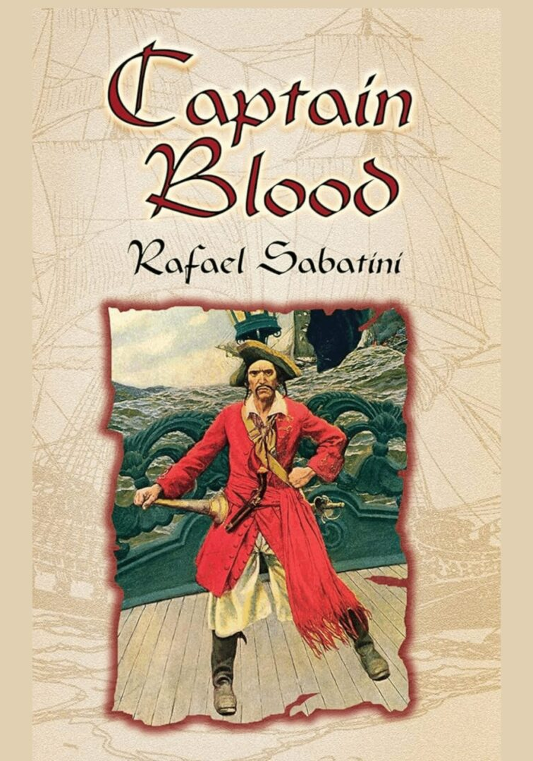 Captain Blood book cover with pirate illustration.